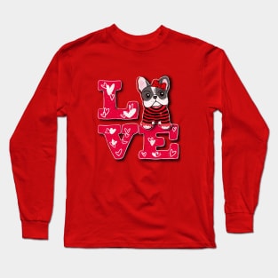 Cute Frenchie Puppy Girl Love Valentines Day Gift Long Sleeve T-Shirt